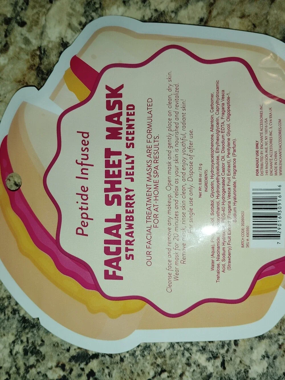 You're My Jam! Strawberry Jelly Scented Facial Sheet Mask.New